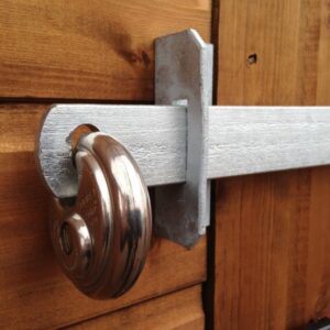 A1 ShedBAR shed door security bar with padlock