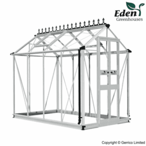eden birdlip 48 zero threshold greenhouse 4x8 colour aluminium mill glazing horti glass short 14286 p