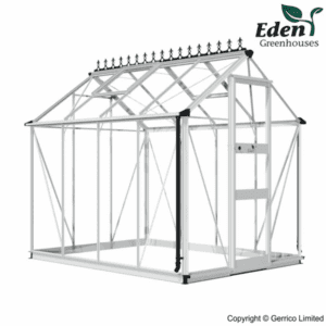 eden burford 68 zero threshold greenhouse 6x8 colour aluminium mill glazing polycarbonate 14336 p