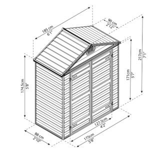 Palram Garden Sheds Skylight 6x3 Dimensions