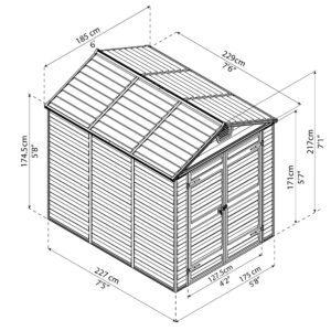 Palram Garden Sheds Skylight 6x8 Dimensions