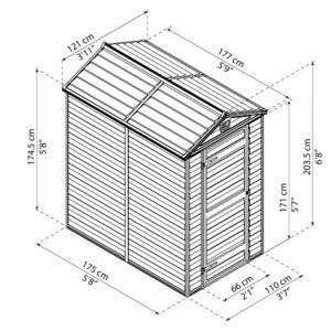 Palram Storage Skylight sheds 4x6 Dimensions