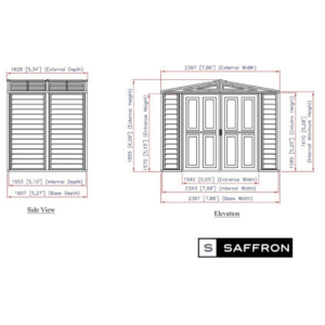 Saffron 8x5 Dimensions