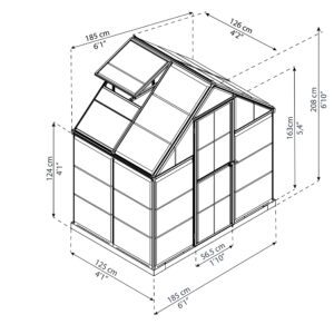 Palram Greenhouses Harmony 6x4 Dimensions