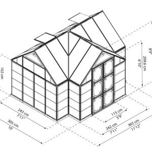 Palram Greenhouses Victory Orangery Dimensions