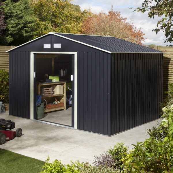 Rowlinson Trentvale Apex Shed 10x8 Metal Shed Dark Grey