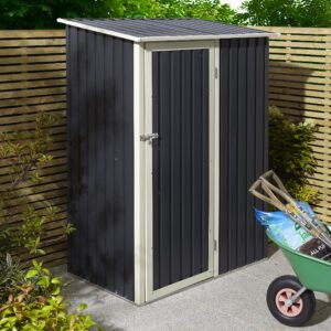 Rowlinson Trentvale Metal Pent Shed 5x3 Dark Grey Closed