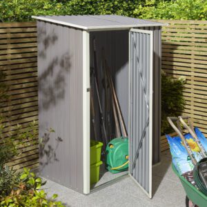 Rowlinson Metal Trentvale Pent Shed 5x3 Light Grey