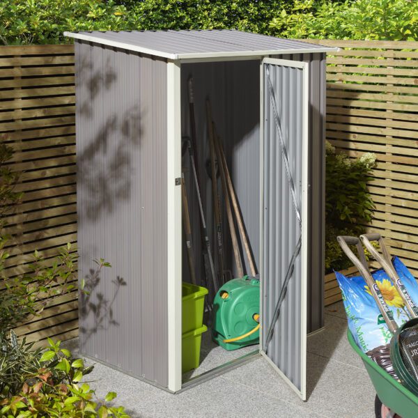 Rowlinson Metal Trentvale Pent Shed 5x3 Light Grey