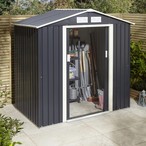 Rowlinson Metal Trentvale Apex Shed 6x4 Dark Grey