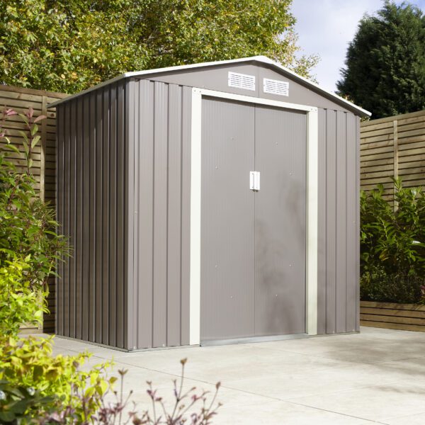 Rowlinson Metal Trentvale Apex Shed 6x4 Light Grey