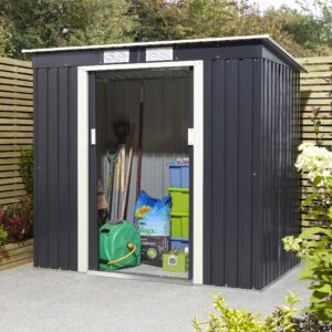 Rowlinson Metal Trentvale Pent Shed 6x4 Dark Grey