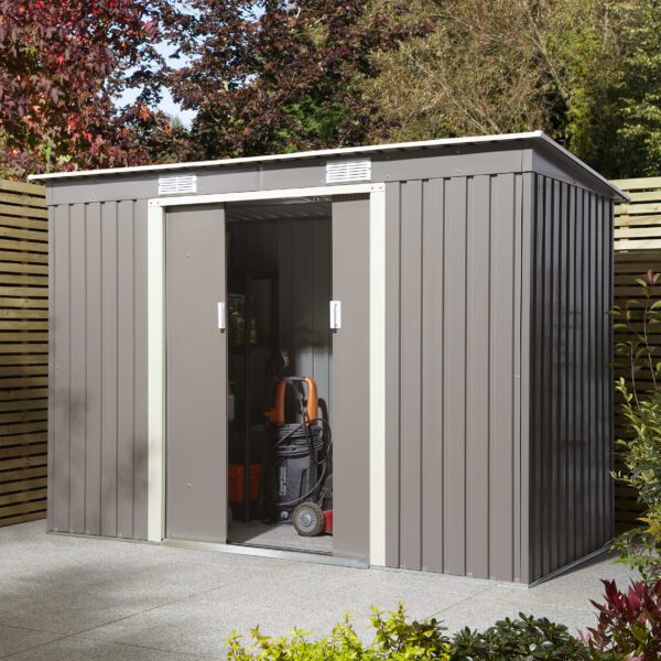 Rowlinson Trentvale Metal Pent Shed 8x4 Light Grey
