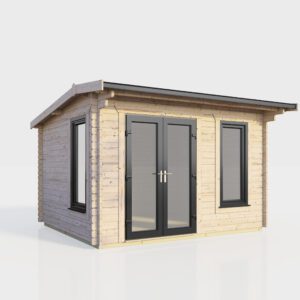 12x8 Power Apex Log Cabin White DD W