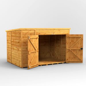 8x6 Pent High Bike Shed Open