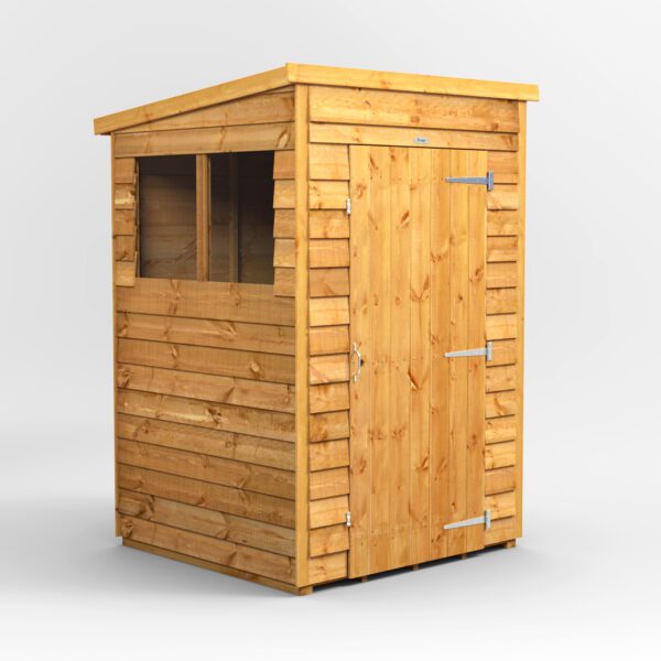 4x4 Pent Windows Single Door Power Overlap Shed