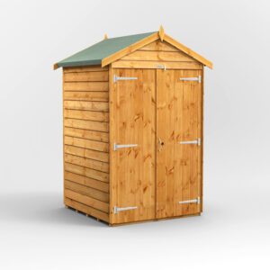 4x4 Power Overlap Shed Apex No Windows Double Door