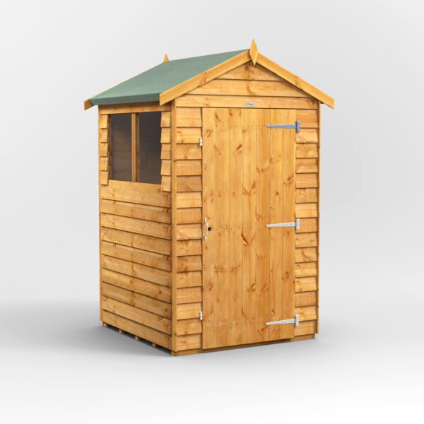 4x4 Power Overlap Shed Apex Windows Single Door