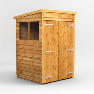 4x4 Power Overlap Shed Pent Windows Double Door