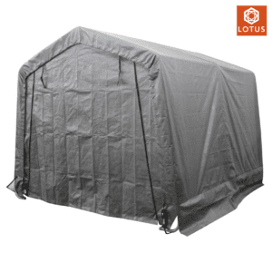 Lotus Populus Pop Up Portable Fabric Shed Closed 1250x1250 with Logo