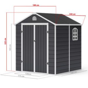 Sono Apex Plastic Garden Storage Shed 6x6 Dimensions