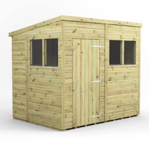 POWER Premium Pent Shed 8x6 Windows Single Door
